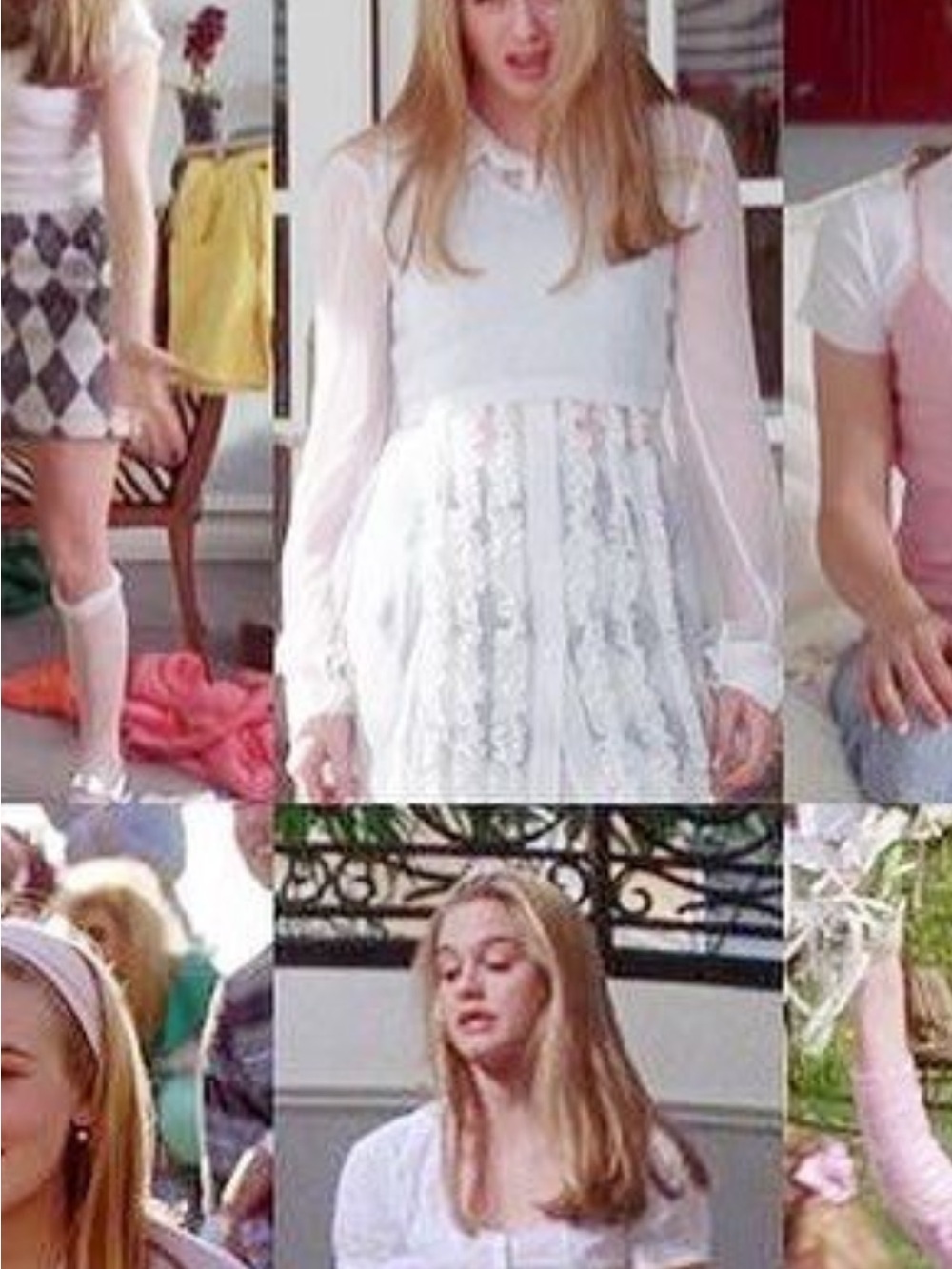 Sugar Thrillz White Sheer Ruffled Blouse clueless top white/purple/black - Picture 7 of 8